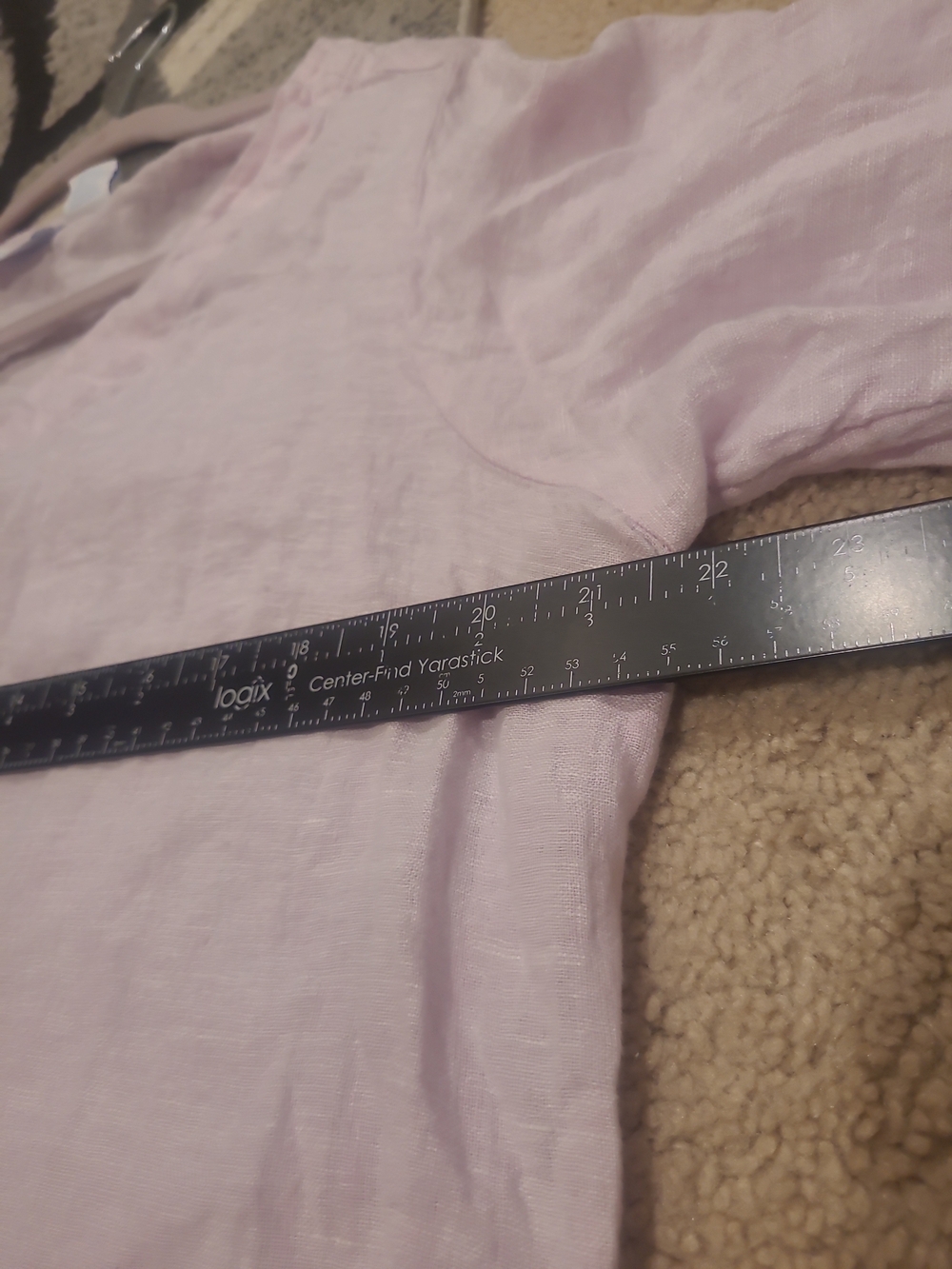 Martha Stewart Collection 100% Linen Blouse Size Xl Pink Purple 3/4 Sleeves Slit - Picture 9 of 12